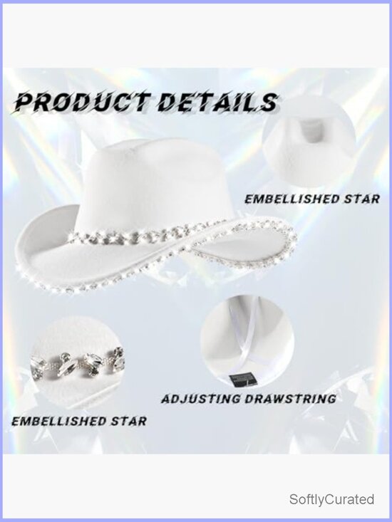 Rhinestone Cowboy Hat Wide Brim Bling Western Cowgirl Hat Fringe main image 5